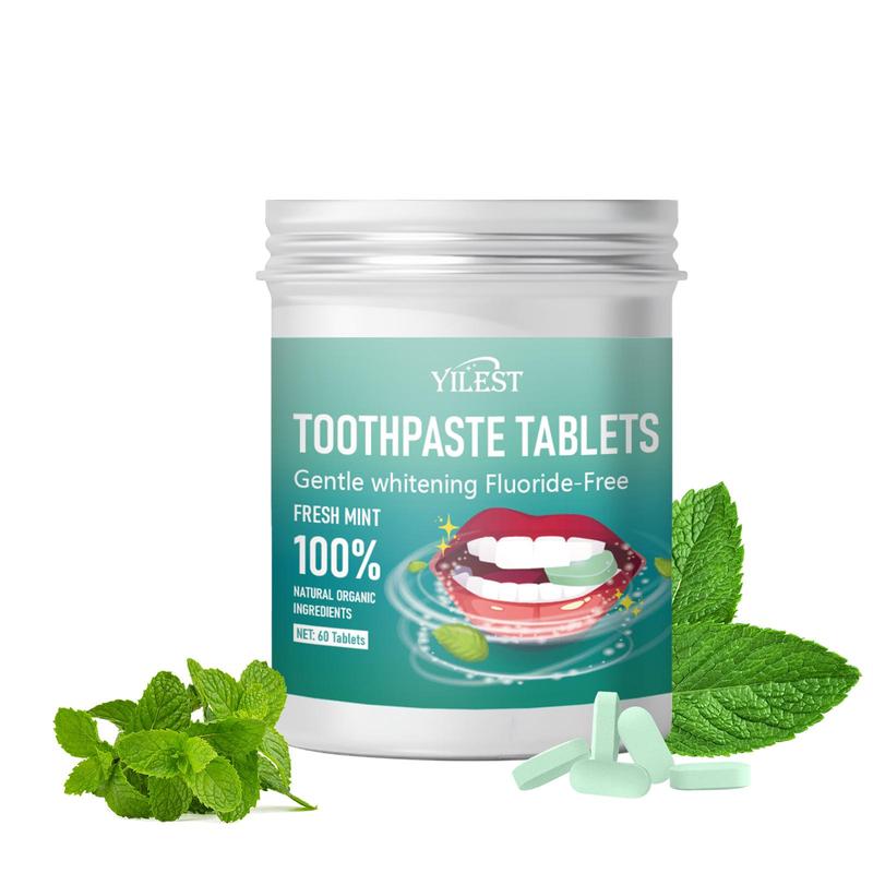 Refreshing Chewable Toothpaste Tablets, 60 Tablets count Deep Cleaning Toothpaste, Portable Brightening Toothpaste for Travel & Dates