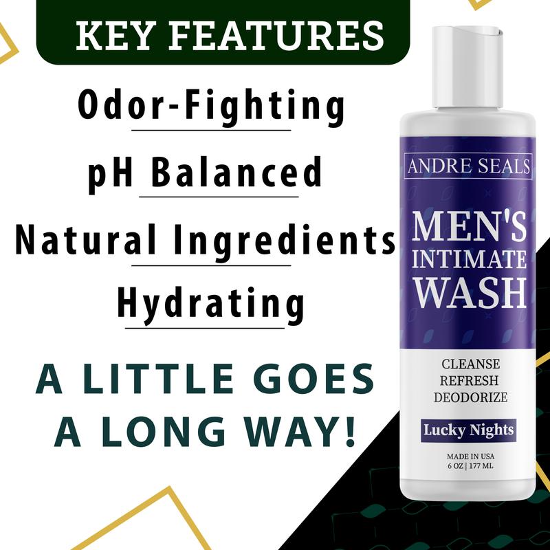 Andre Seals Intimate Wash for Men, Lucky Nights Scent – Refreshing Genital Care & Odor Control, Hydrating Ball Wash, Ensures Day-Long Freshness, I Rich Lather Formula for Men & Men's Hygiene Body Care Herbal Gentle Nourishing Aloe Aloe Vera Cleansing