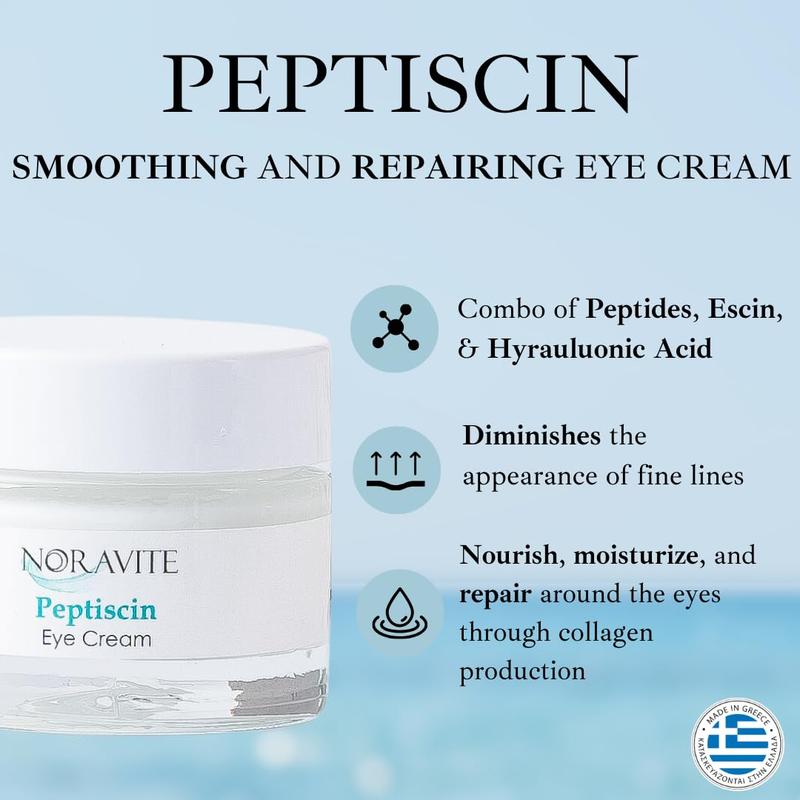 Noravite PeptiScin - Peptide Eye Cream with Hyaluronic Acid and Escin | Rich Moisturizing Dark Circle Eye Cream | Brightens and Tones - 1.35 Ounce