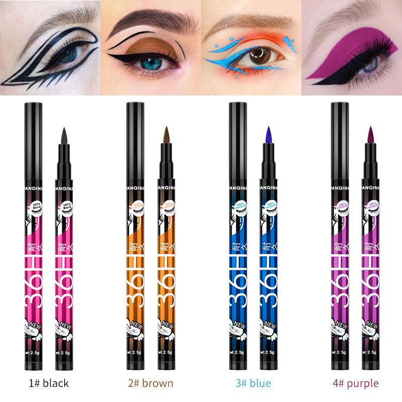 Waterproof Smudge-Proof 4 Color Eyeliner Pencil for Cat Eye Goth Halloween Makeup Colorful High-Pigment Eye & Lip Crayon Face Paint Pearl Gloss Finish Punk Gothic Look