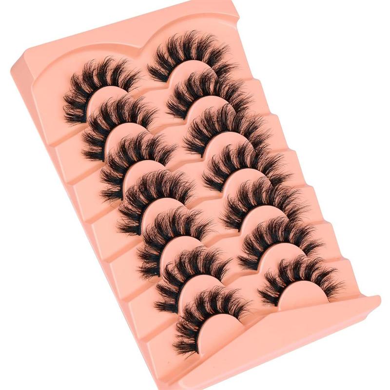 Fluffy False Eyelashes, 7 Pairs 20mm Full Wispy Strip Eyelashes, 8D Volume Curly False Eyelashes