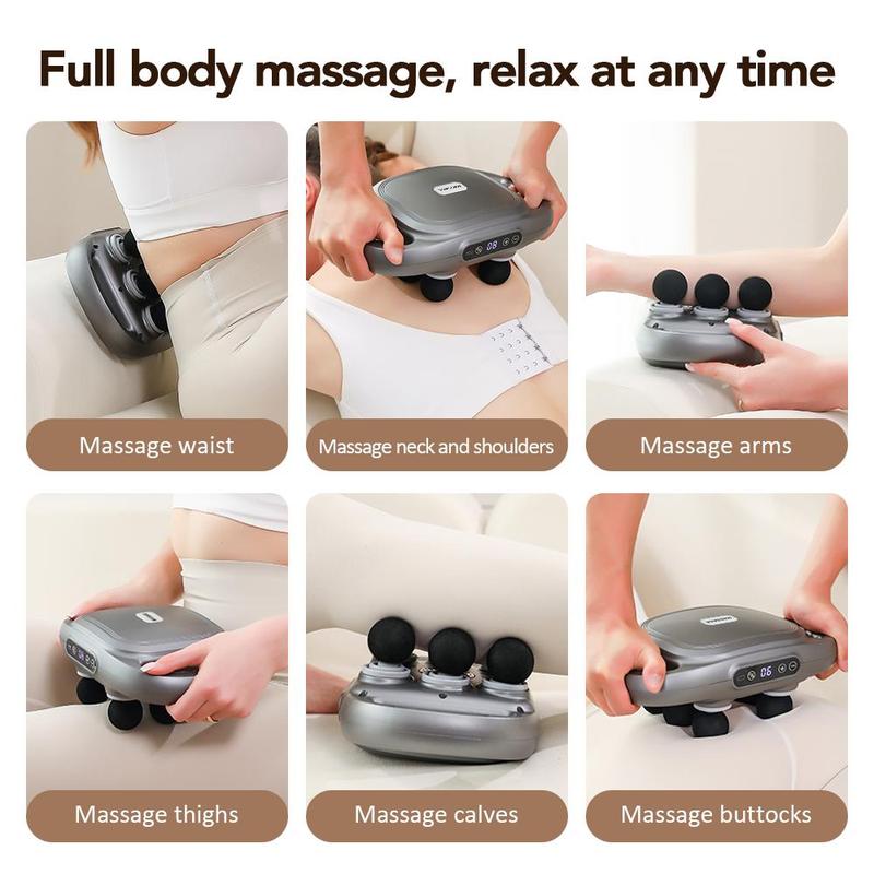 Electric Massager, 1 Count 6-head Vibration Massager, Back & Waist Massage Machine, Body Shoulder Fascia Massage Tool, Personal Care Appliances, Christmas Gift