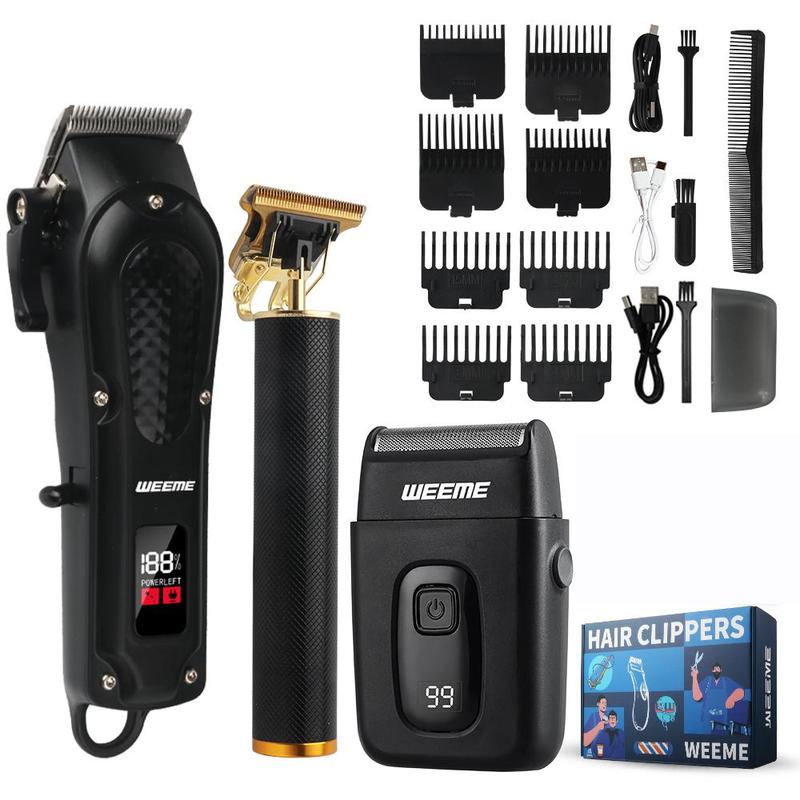 Professional Hair Clipper Set, 1 Set Rechargeable Hair Trimmer with Accessories & LCD Display, Hair Trimming Tool for Salon Home Use