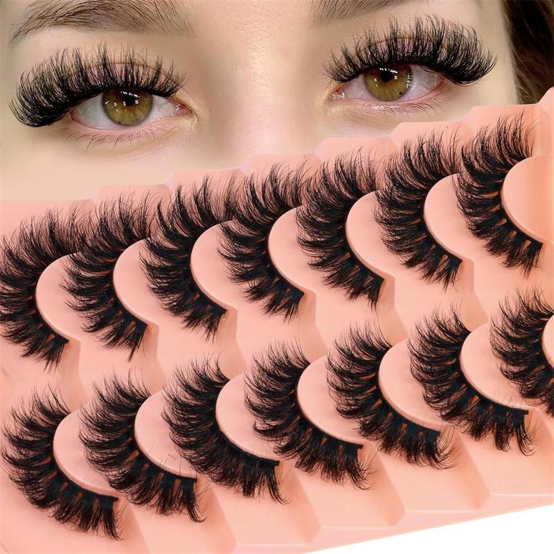 Fluffy False Eyelashes, 7 Pairs 20mm Full Wispy Strip Eyelashes, 8D Volume Curly False Eyelashes