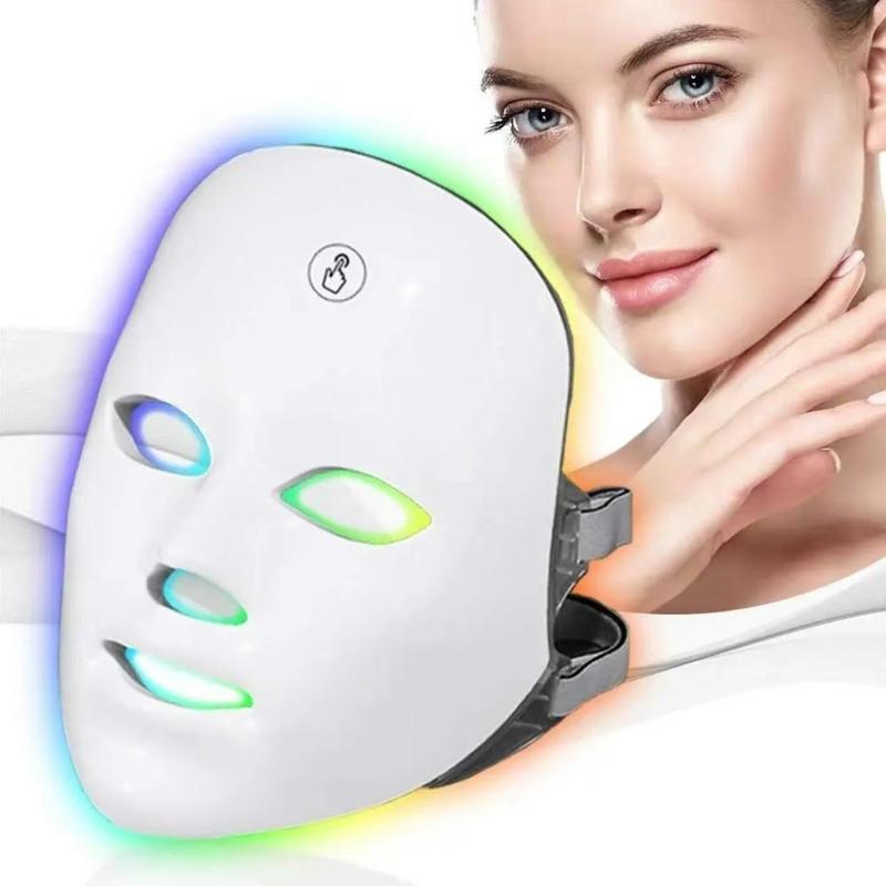 Portable USB Charging 7 Color Light Facial Mask, 1 Count Touch Screen Skin Care Device, Multi-function Beauty Machine