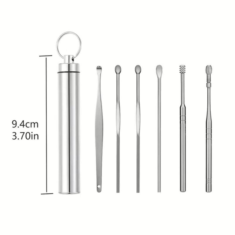 6pcs Ear Wax Removal Tool Set, Ear Cleaning Tool With Storage Bucket, Ear Wax Remover Tool for Adults, Portable Earwax Cleaning Supplies, Daily Ears Clean Tool Set