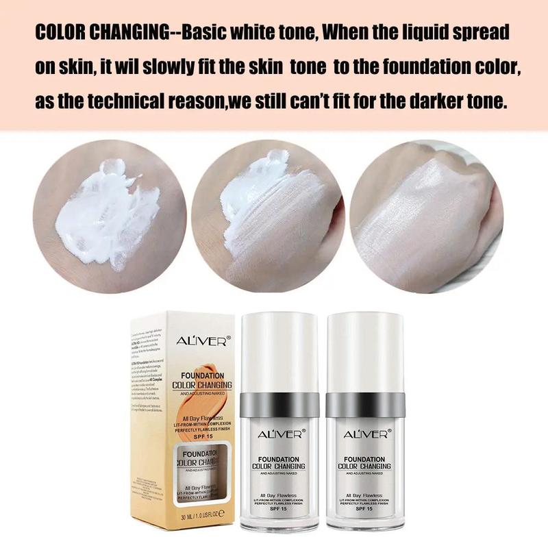 Long-lasting Color-changing Liquid Foundation, Moisturizing Waterproof Foundation,  Face Grooming Makeup Product, Cosmetic Product for Women & Girls