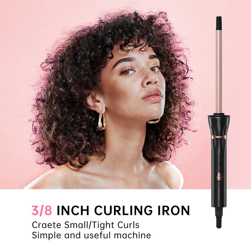 3 8 Inch Curling Iron,9mm Tiny Curling Wand,Ceramic Small Barrel Curling Iron with Adjustable Temperature,Fast Heating,for Short & Long Hair