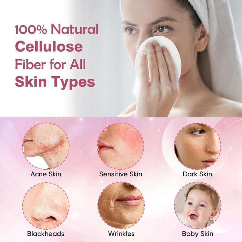 Compressed Facial Sponge, 100pcs set Round Face Cleansing Pads, Natural Cellulose Cosmetic Sponges for Facial Cleansing, Exfoliating, Makeup Removal