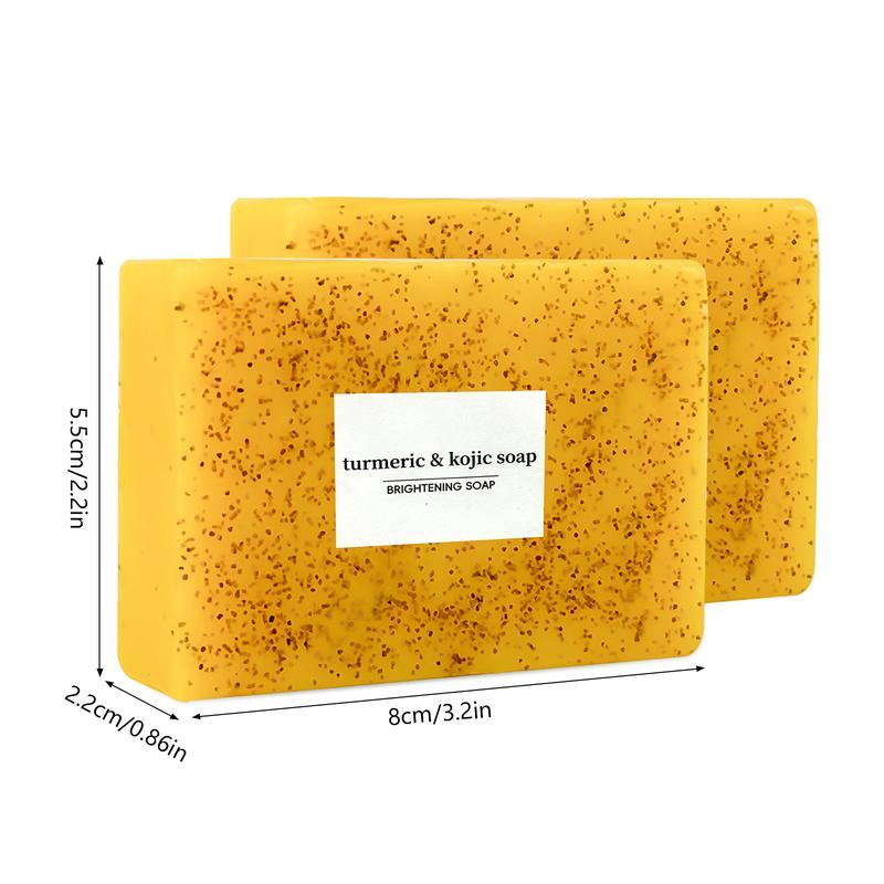 Turmeric & Kojic Acid Brightening SoapBar (4counts), Deep Cleansing Soap forMen & Women, Daily Skincare CleanserSet with Soap Saver Bag