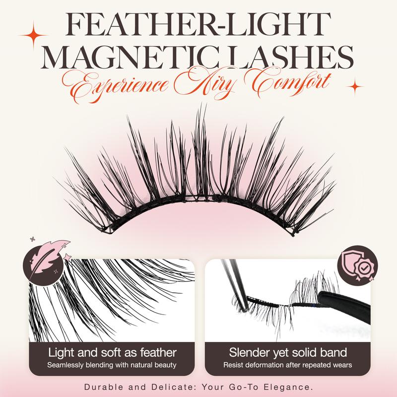 LASHVIEW Reusable Soft Magnetic Lashes with Applicator, No Glue or Eyeliner Needed, Lash Extensions, Lightweight Silk Lashes for Natural Makeup, Eyelashes Cosmetic