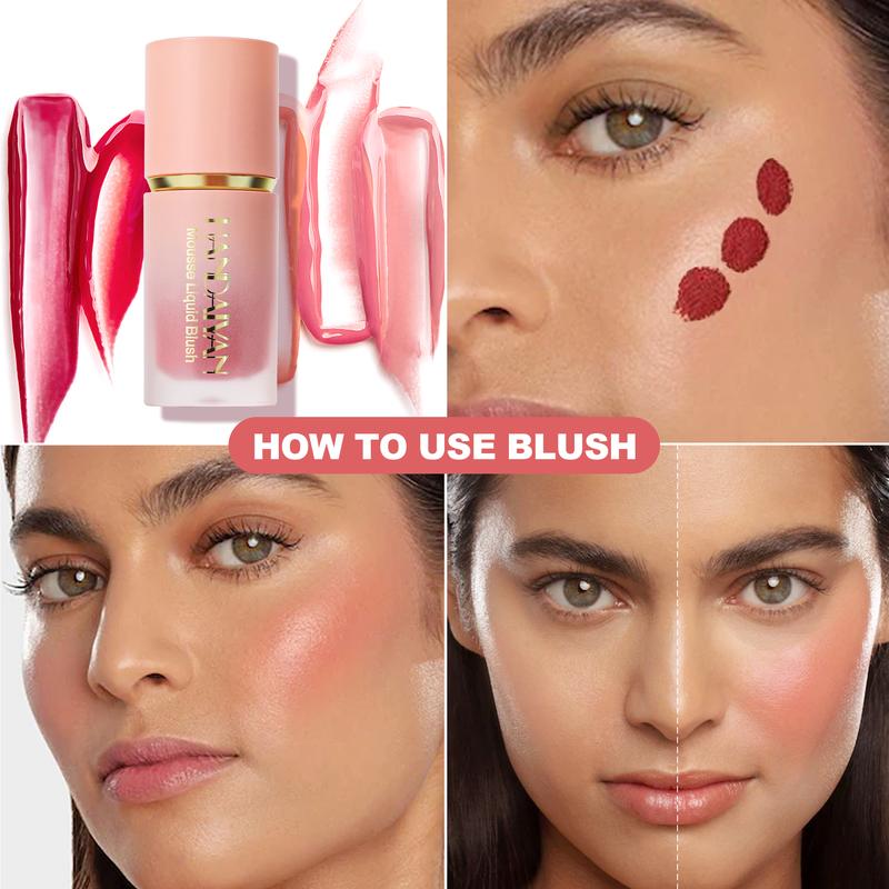 HANDAIYAN Liquid Blush Stick - Long-Lasting Matte Blush for Women and Girls - Easy to Apply, Natural Finish for Daily Makeup and Contouring Cosmetic