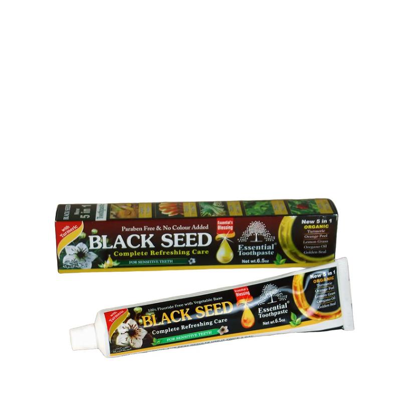 Organic Black Seed Essential Toothpaste 5 in 1 100% Fluoride Free & Vegetable Base for Sensitive Teeth Oral Brightening Golden Mint