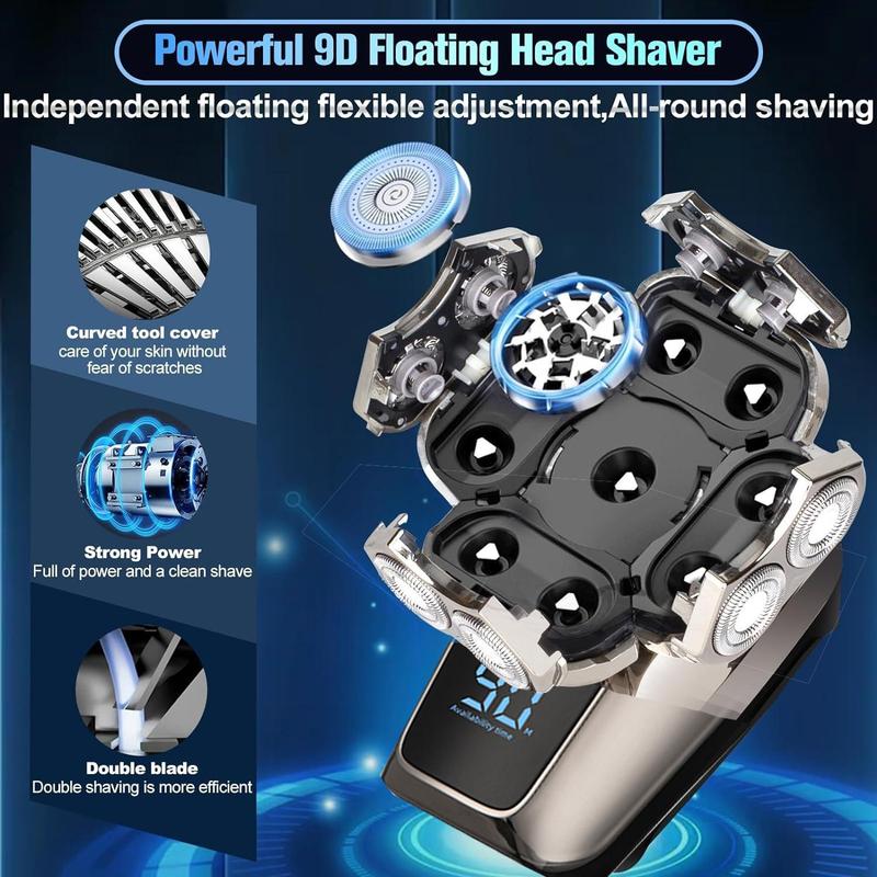 6 in 1 Electric Head Shaver, 1 Box Waterproof Wet Dry Grooming Shaver & Accessories, Cordless Rechargeable Bald Head Razor for Home & Travel Gift, Multifunctional Epilator for Christmas Gift, Winter & New Year Gift, Stocking Fillers