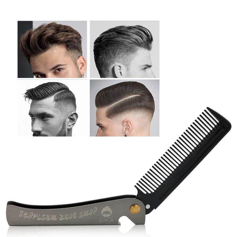 Portable Foldable Comb, Stainless Steel Hair Styling Comb, Professional Hair Styling Comb For Men