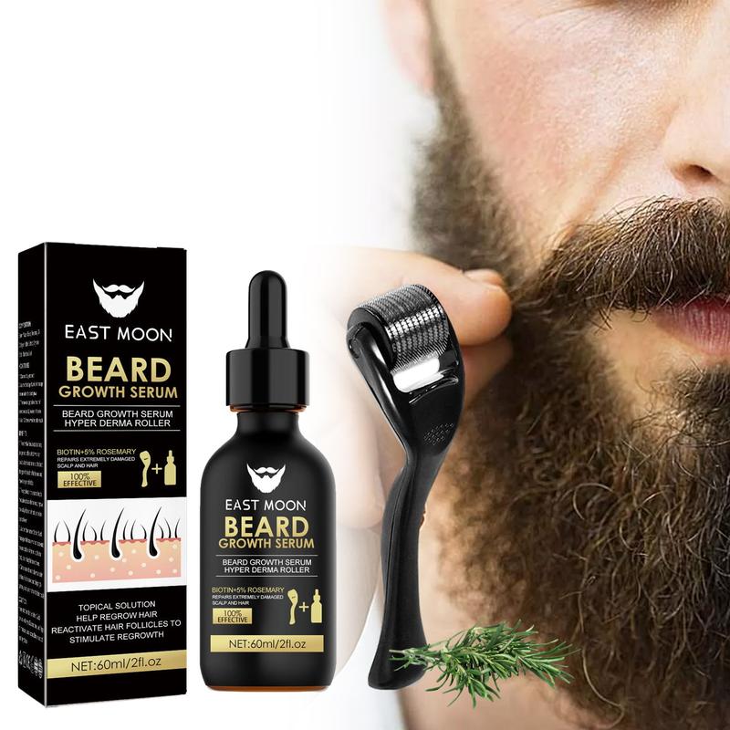 Beard Dense essence Set and Massage Roller, Men's Beard Care Beard essence Solution Beard Care Set