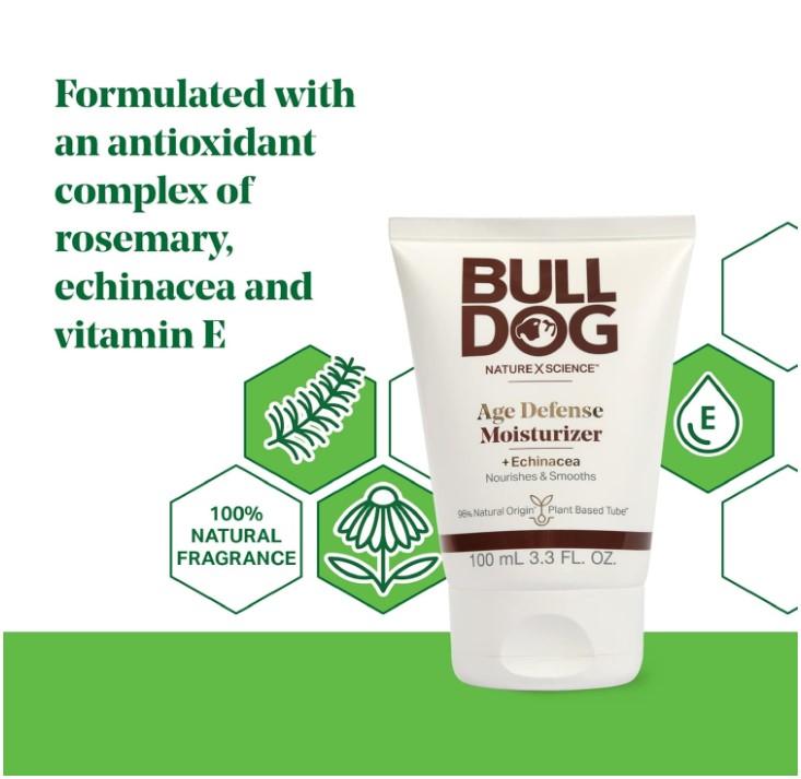 BULLDOG Mens Skincare and Grooming Face Moisturizer Age Defense, 3.3 Fluid Ounce