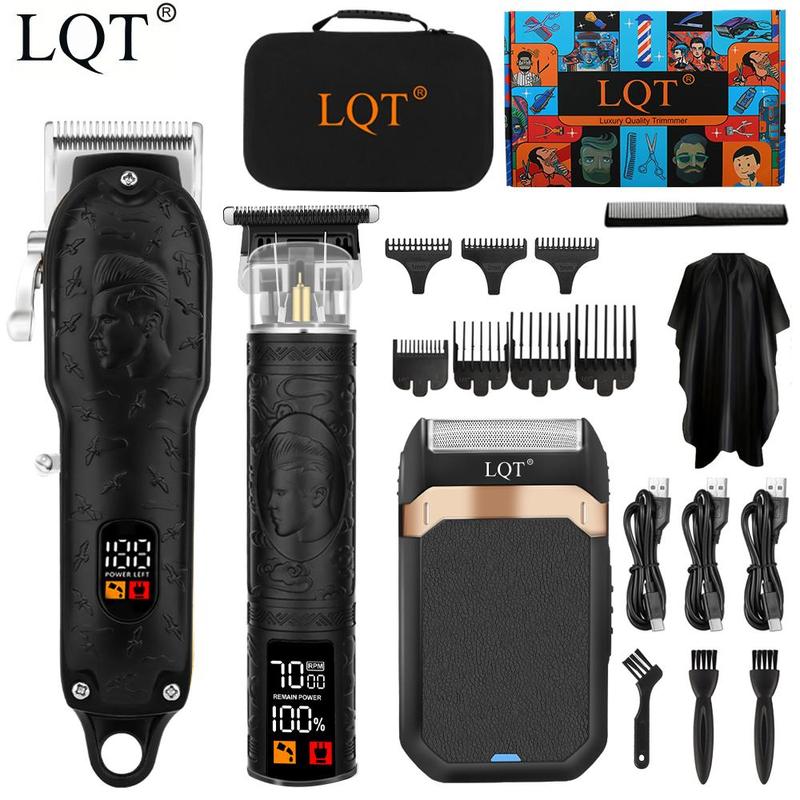 Professional LCD Display Hair Clipper & Razor Set, 1 Set Rechargeable Hair Trimmer with Limited Comb & Charging Cable & Cleaning Brush, Barber Clippers, Hair Cutting Machines Great Gifts for Men, Barber Kit