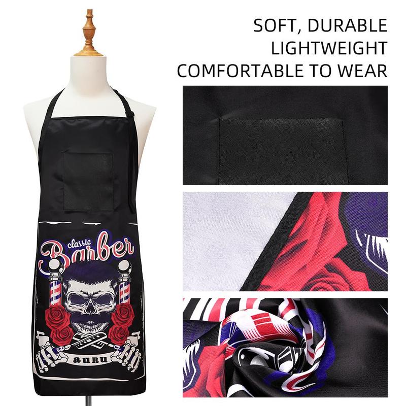 Skull & Letter Print Hair Cutting Sleeve, Hair Cutting Apron with Pocket, Hair Styling Apron for Barber Salon