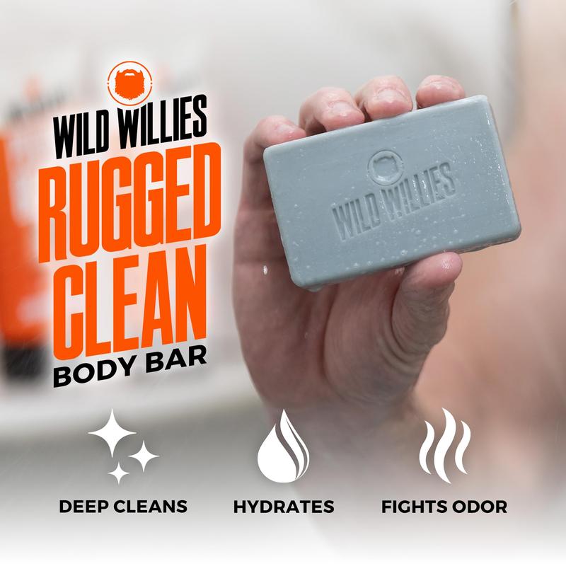 Wild Willies Moisturizing Mens Bar Soap - Bath Soaps with Shea Butter for Odor Protection - Natural Body Bar for Men Body Care Comfort