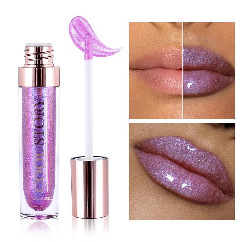 Sparkly Shimmer Lip Gloss - Diamond Glittery Moisturizing Lip Oil - Long-Lasting Lip Plumper - Lipstick - Moisturizer Lip Glow - Makeup, Glossy lip pump High-Shine Universal holographic lipgloss