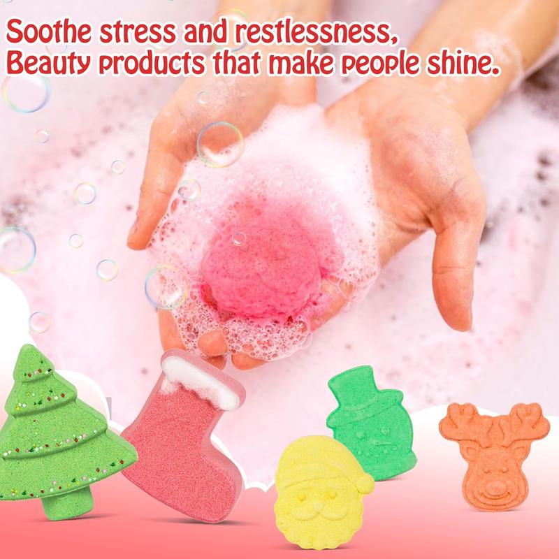 Bath Bombs for Kids, Christmas Bath Bombs for Women Girls Boys Toddler, 14 Packs Mini Bath Bombs Gift Set, Bubble Bath Fizzies Ball with Christmas, Tree Santa Claus, Snow Man, Reindeer and Stockings Body Care Skin Repair