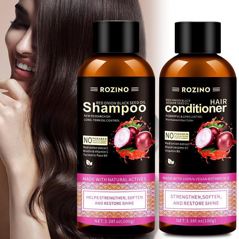 Red Onion Extract Hair Shampoo & Conditioner Set, 2pcs set Deep Cleaning & Care Hair Product, Hair Care for Home & Travel