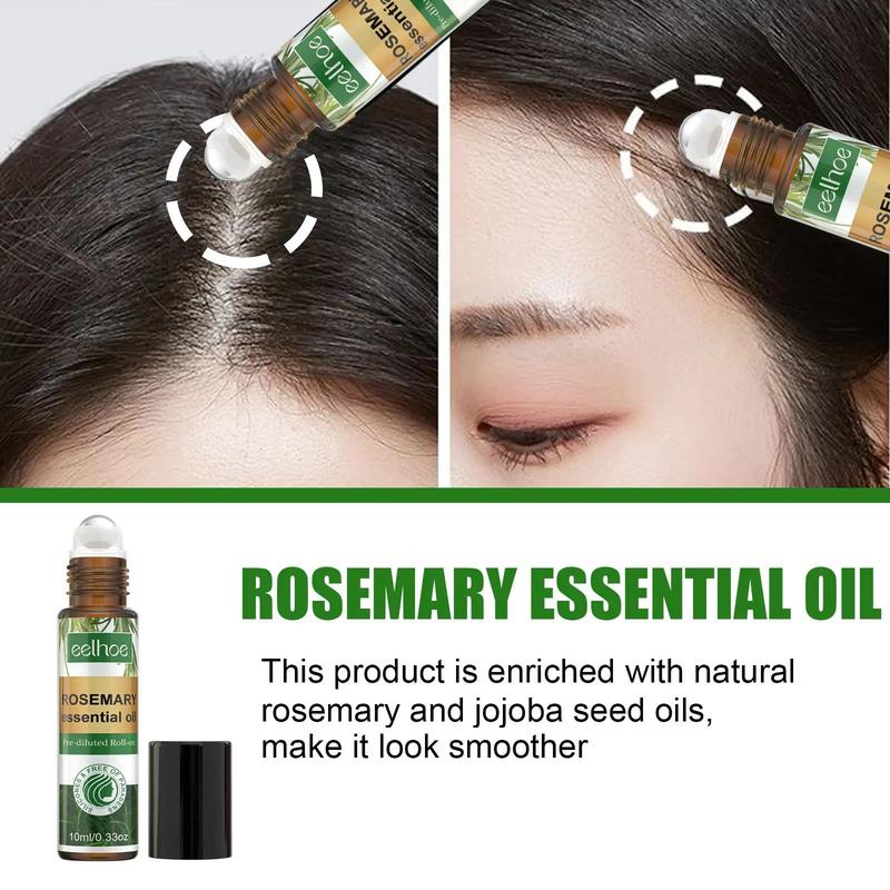 Hair Thickening Essential Oil Gift Set, Rosemary Hair Care Gift Set Including Roller Design Scalp Massage Oil & Hair Smoothing Spray & Nourishing Essential Oil