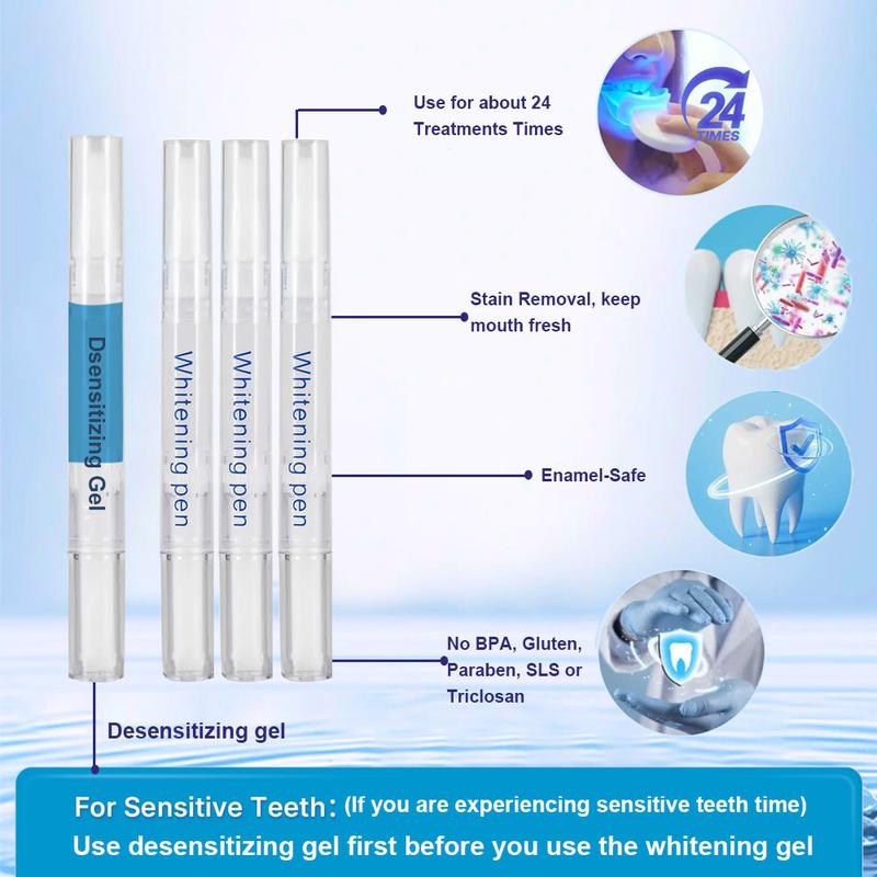 ANTeeth Whitening Kit, Home Wireless Teeth Whitening Kit with 5 LED Blue Light Accelerators, 3 Teeth Whitening Pens + 1 Desensitizing Gel Pen