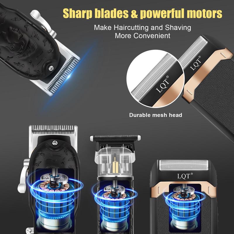 Professional LCD Display Hair Clipper & Razor Set, 1 Set Rechargeable Hair Trimmer with Limited Comb & Charging Cable & Cleaning Brush, Barber Clippers, Hair Cutting Machines Great Gifts for Men, Barber Kit