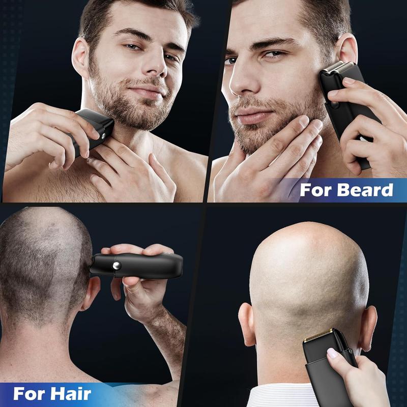 Electric Razor for Men, Beard Trimmer Face Double Foil Shaver with 3 Adjustable Speed, Close Shaving Head Shavers Cordless Rechargeable Waterproof Razors for Professional Barbers and Stylists, Black Comfort