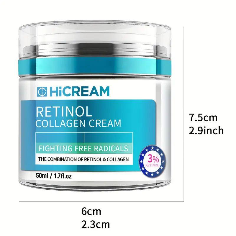 Hicream Face Moisturizer Retinol Cream,Anti Aging Neck Firming Cream,Collagen Face Cream with Hyaluronic Acid,1.7 Fl Oz Hydrate Gentle Skincare