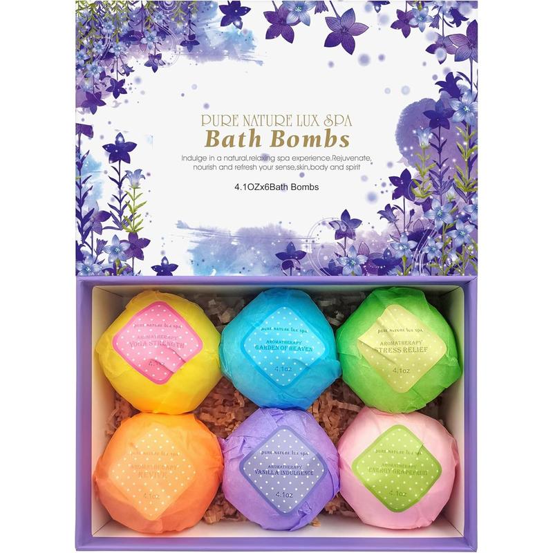 Bath Bombs Gift Set - Ultra Bubble XXL Fizzies (6 x 4.1 oz) with Natural Dead Sea Salt Cocoa and Shea Essential Oils, The Best Birthday Gift Idea for Her Him, Wife, Girlfriend, Women, Kids