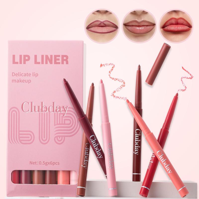 Waterproof Lip Liner, 6 Counts set Matte Lip Pencil, Easy Coloring Lipstick Pen, Suitable for All Occasions Lip Makeup