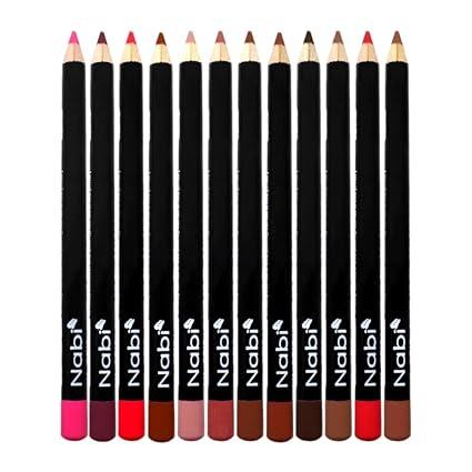 24 12 6 Assorted Colors Nabi Lip Liner Pencil Set, High Pigmented Lip Makeup Soft Pencils, Deep and Rich in Color, Smooth Ultra Fine Lipliner