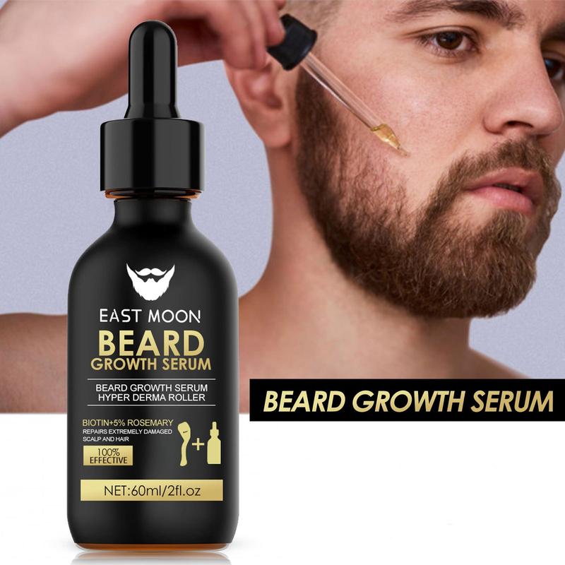 Beard Dense essence Set and Massage Roller, Men's Beard Care Beard essence Solution Beard Care Set