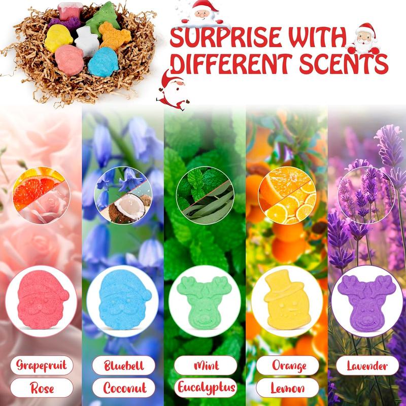 Bath Bombs for Kids, Christmas Bath Bombs for Women Girls Boys Toddler, 14 Packs Mini Bath Bombs Gift Set, Bubble Bath Fizzies Ball with Christmas, Tree Santa Claus, Snow Man, Reindeer and Stockings Body Care Skin Repair