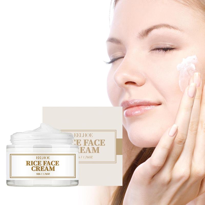 50g Rice Face Cream, Deeply Hydrating Facial Cream, Brightening Moisturizing Face Lotion for Women & Men All Skin Types