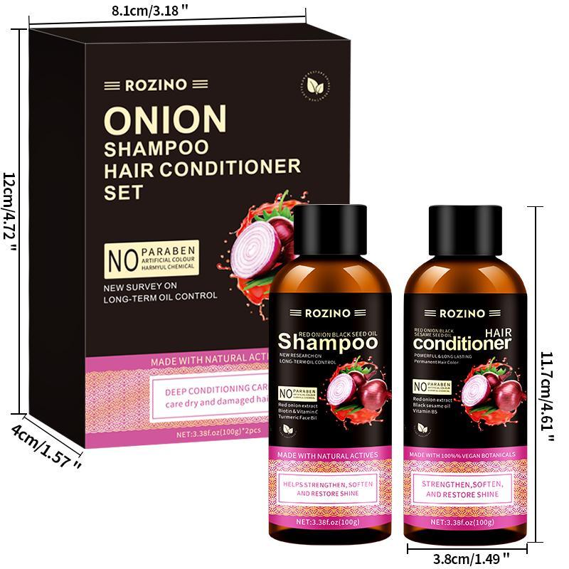 Red Onion Extract Hair Shampoo & Conditioner Set, 2pcs set Deep Cleaning & Care Hair Product, Hair Care for Home & Travel