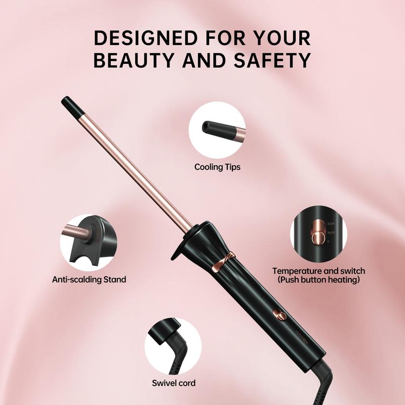 3 8 Inch Curling Iron,9mm Tiny Curling Wand,Ceramic Small Barrel Curling Iron with Adjustable Temperature,Fast Heating,for Short & Long Hair