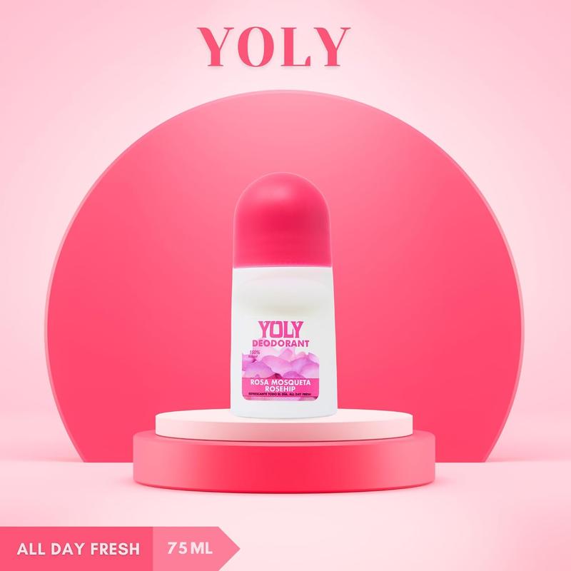 Yoly Deoderant Rosa Mosqueta Antiperspirant, Odor Protection, All Day Fresh (2.53 Fl Oz Pack of 1)