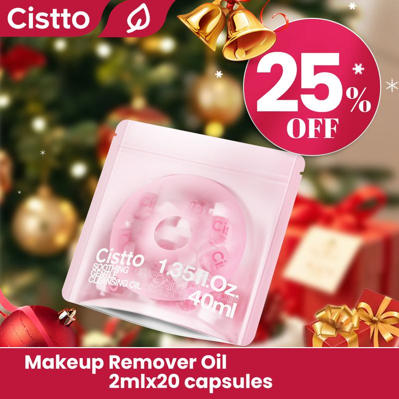 Cistto Natural Cleansing Oil – Best for Sensitive & Acne-Prone Skin, Waterproof Makeup Remover Oil – Nourishing & Gentle!, Travel-Friendly  2ml*20 Capsules, Antioxidant Fresh-Seal, Non-comedogenic ，Fragrance and Colorant Free！