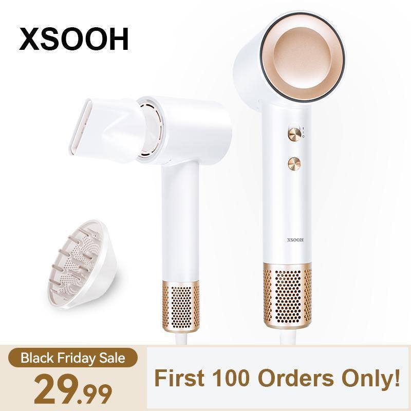 [FREE Diffuser] XSOOH High-speed Hair Dryer, Used for Fast Drying, Low Noise Thermo-Control Negative Ionic Blow Dryer with Diffuser and Nozzle, Professional Hair Styling Tools for Home, Travel and Salon Use, Christmas gift, Halloween