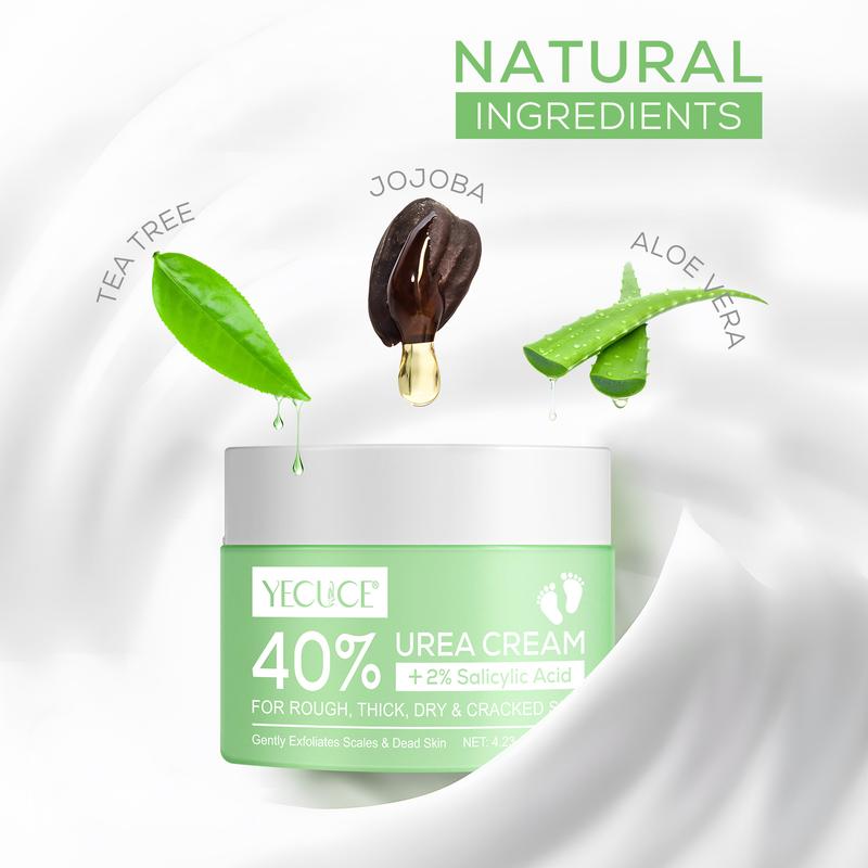 YECUCE Urea Cream 40% plus Salicylic Acid 2%, Foot Cream for Dry Cracked Heels Feet Knees Elbows Hands 120g