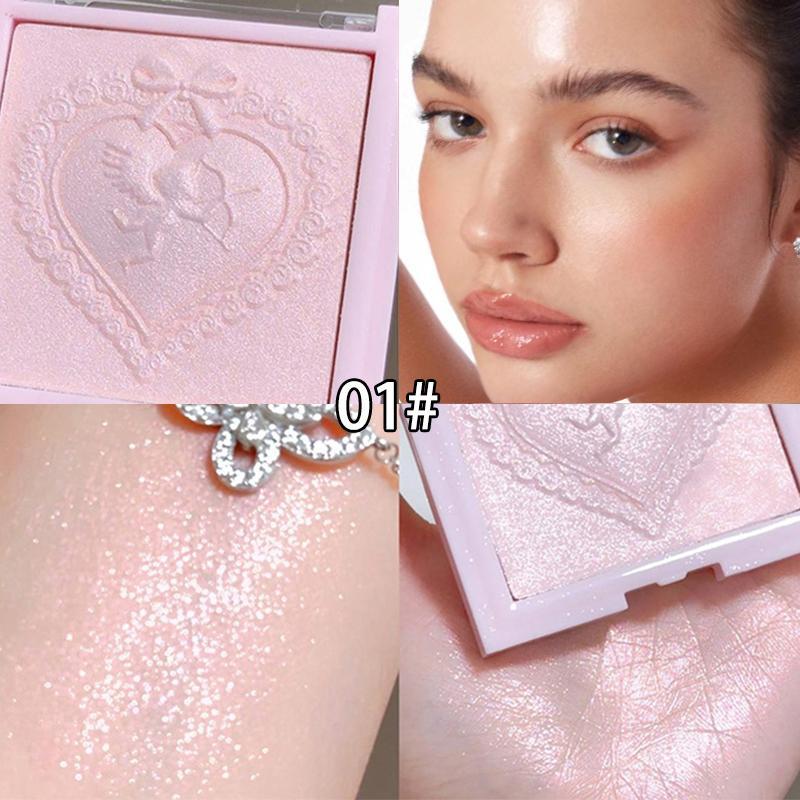 Heart Shaped Highlighter Palette, Shimmering Highlighter Powder, Long Lasting Pearly Makeup Palette, Facial Brightening Cosmetics