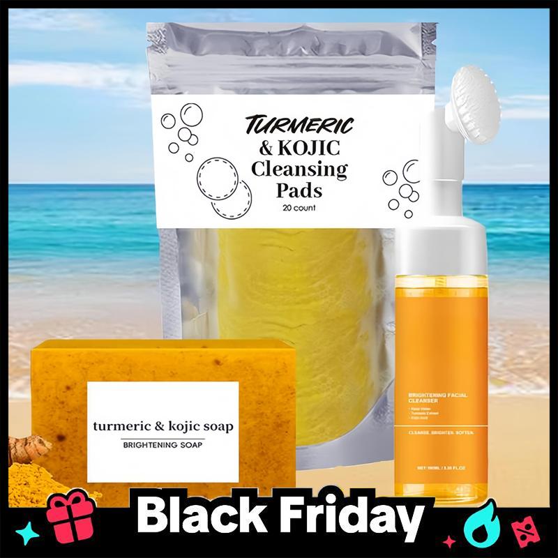 Turmeric Wash and Care Three PieceSet, Turmeric Tablets, TurmericCleansing Mousse, Turmeric SoapFacial Cleansing Skincare FacialCleansing Cleanser