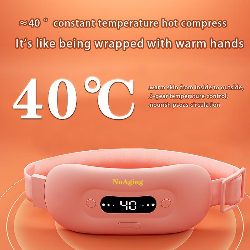 NoAging Women Menstruation Vibration Belly Massage Hot Compress Warm Palace Belt Heating Waist Belt Comfort Pink