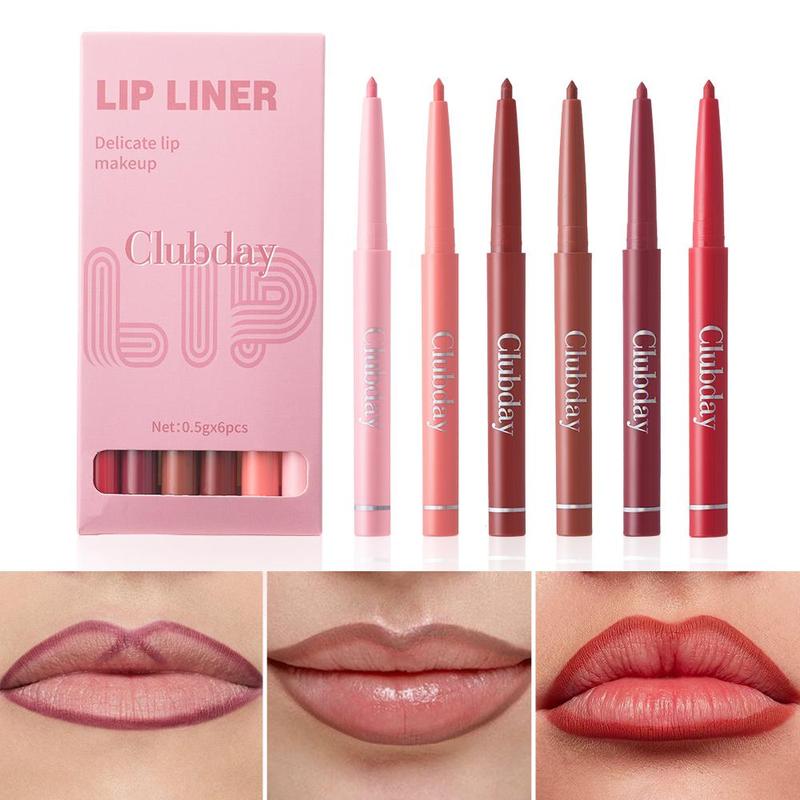 Waterproof Lip Liner, 6 Counts set Matte Lip Pencil, Easy Coloring Lipstick Pen, Suitable for All Occasions Lip Makeup