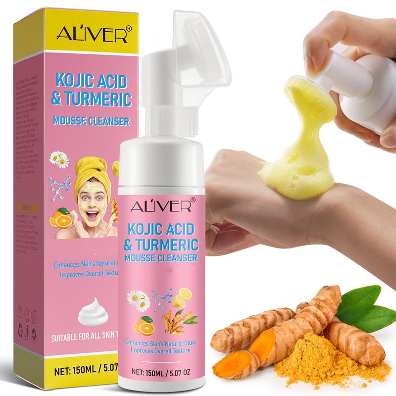 Aliver Kojic Acid & Turmeric Mousse Cleanser for Facial Skincare Comfort Skin Repair Cleansing Facial Wash