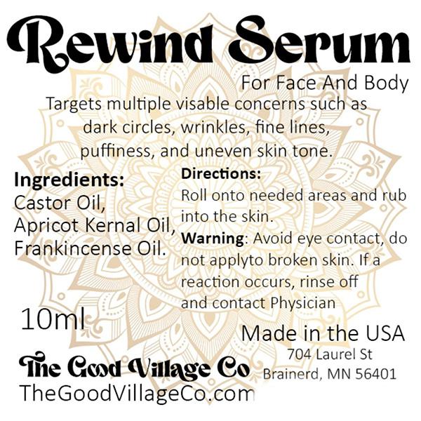 Rewind Serum Frankincense Essential Oil + Apricot Kernel Oil + Castor Oil Skin Serum for Face + Comfort Organic Skin Moisturize Skincare facial serum